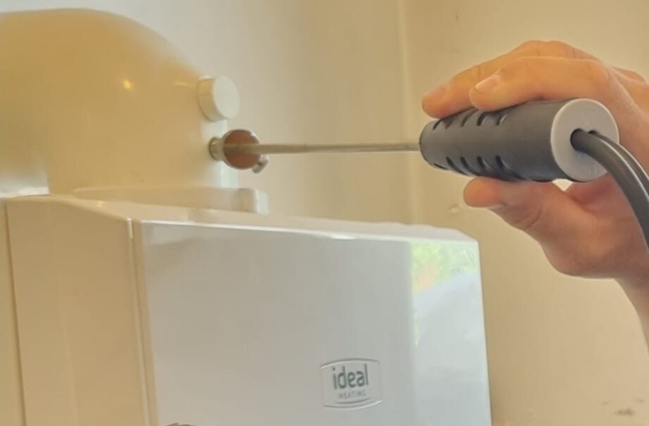 Newly installed Ideal boiler being finished by a Keyheat Solutions engineer
